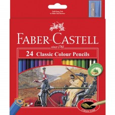ألوان خشب 24 لون مع اللون الذهبي علبة ورقية FABER CASTELL