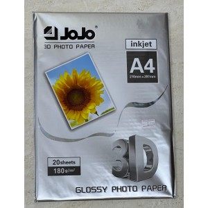 ورق طباعة 3D لامع 180جرام 20 ورقة A4 JoJo 3D Glossy Photo Paper