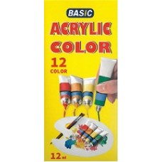 Acrylic Colors 12pcs - 12 ml - Basic